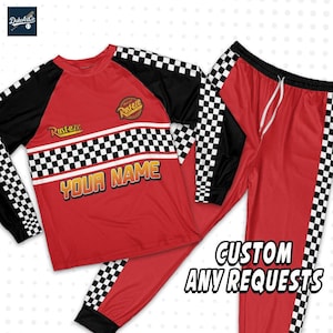 Personalized Disney Cars Lightning Mcqueen Racer Family Raglan Pajamas, Custom Name Matching Christmas Shirt, Sleepwear, Family Gift Outfits