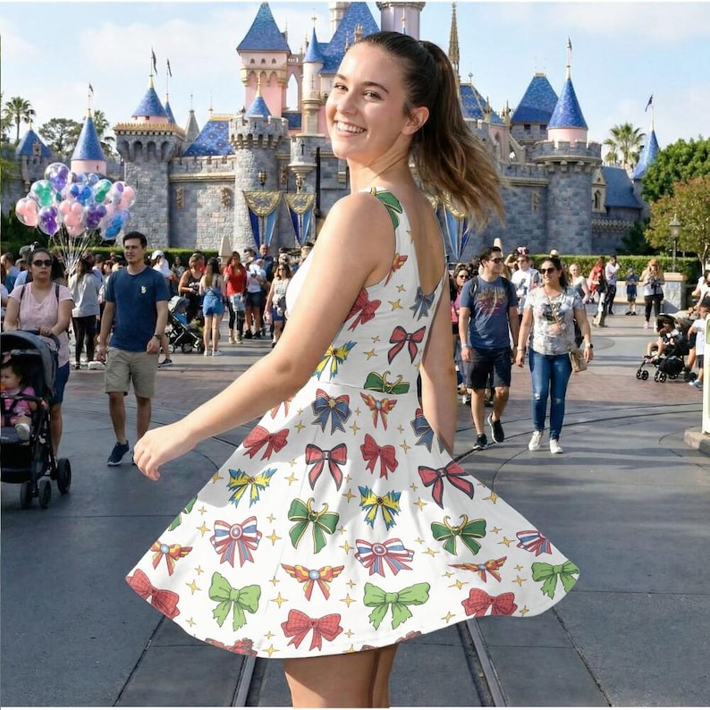 Comic Hero Ribbon Skater Dress, Marvel Avengers Coquette Outfit, Captain America Loki Bow Costume, Geeky Girl Disneybound Clothing image 4