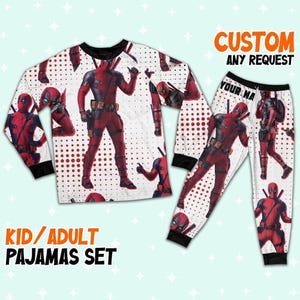 Custom Disney Deadpool and Wolverine Deadpool Colorful Pajamas, Disney Matching Pajamas Set, Disneyworld Shirt, Superhero Pajamas