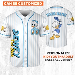 Custom Ducktales Dewey Classic Binding Jersey, Disney Baseball Jersey Sports, Cute Gifts For Fans Disney, Best Birthday Gift