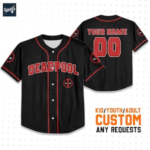 Personalize Deadpool Black Red Jersey, Wolverine And Deadpool Shirt, Hero Sport Shirt, Marvel Matching Baseball Team Outfit