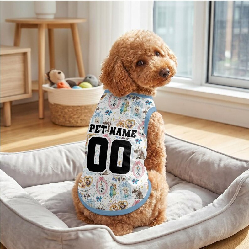 Elegant Custom Frozen Dog Shirt Matching Owner Coquette Bow White Pet Outfit Personalized Elsa Anna Vacation Tee Cute Disney Puppy Jersey image 2