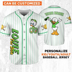 Custom Ducktales Louie Classic Binding Jersey, Disney Baseball Jersey Sports, Cute Gifts For Fans Disney, Best Birthday Gift
