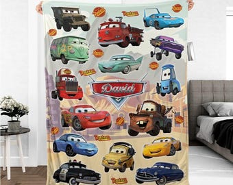 Manta polar personalizada de Disney Cars McQueen: manta sherpa con nombre personalizado para niños, regalo de cumpleaños, baby shower, regalo para niño y niña.