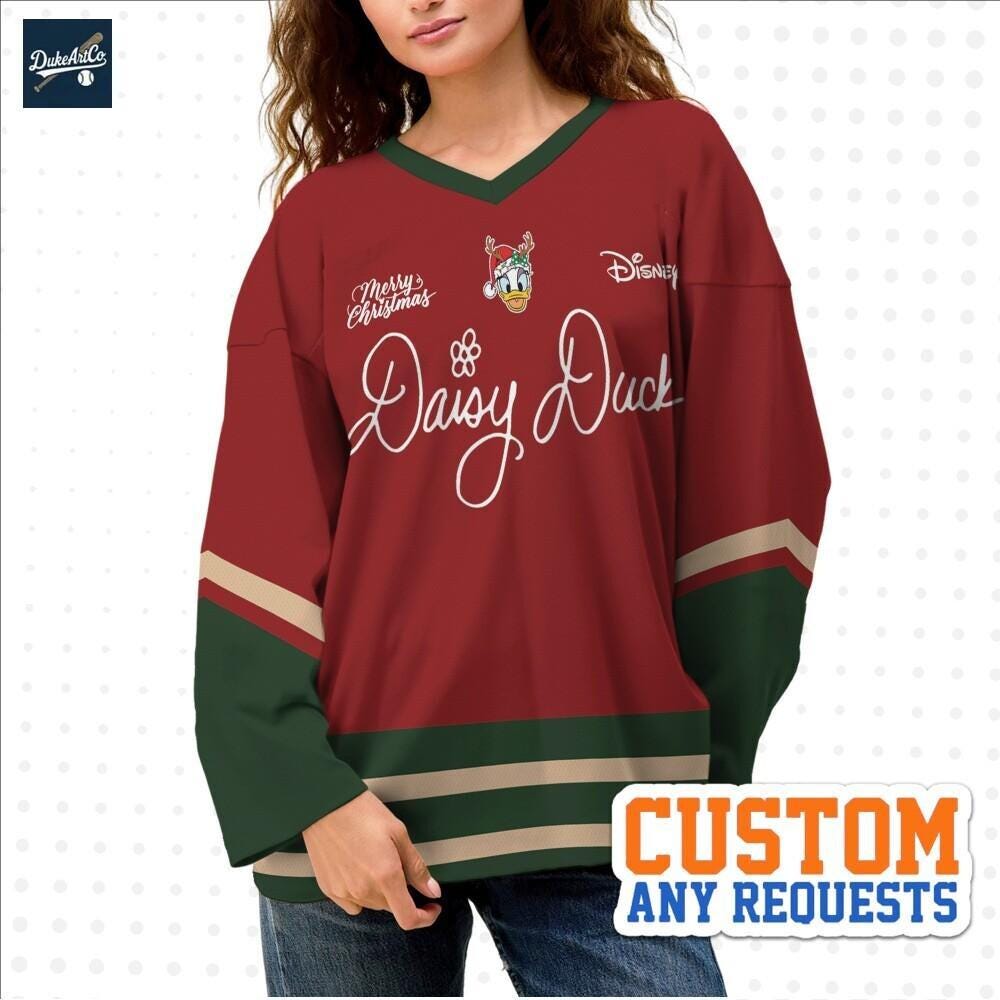 Discover Custom Christmas Daisy Signatures Hockey Jersey, Disney Baseball Jersey Sports