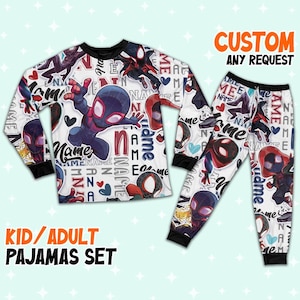 Personalized Name  Spidey Amazing Friends  comic Pajamas, Spider-Man Women Pajamas, Superhero Family Matching Shirt, Party Gift