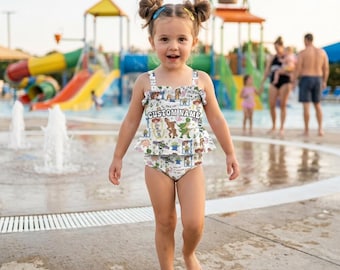 Custom Name Toy Story Swimsuit Girls Summer Beach Pool Party Coquette Mirror Two Piece Swimwear Set Kids Birthday Outfits Toddler Bikini