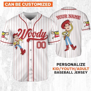 Custom Disney Toy Story Woody Baseball Jersey, Sheriff Woody Buzz Lightyear Jersey, Disney Baseball Team Outfit, Toy Story Jersey Gift
