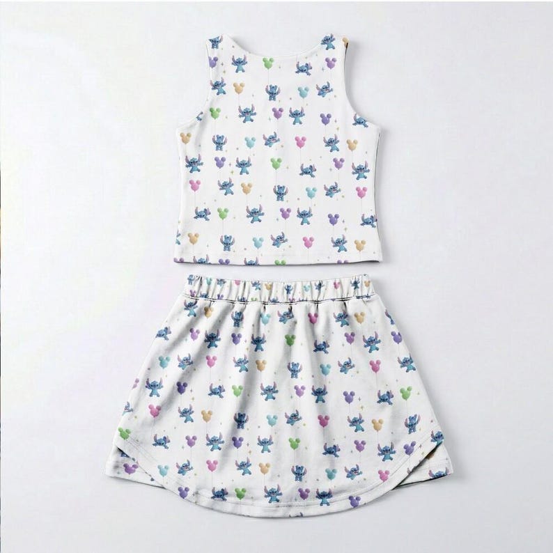 Majestic Stitch Bubble Gum Balloon Team Activewear Set, Skort Outfit, RunDisney 2026 Disney Cruise Hawaii Vacation Birthday Gift Idea Set image 5