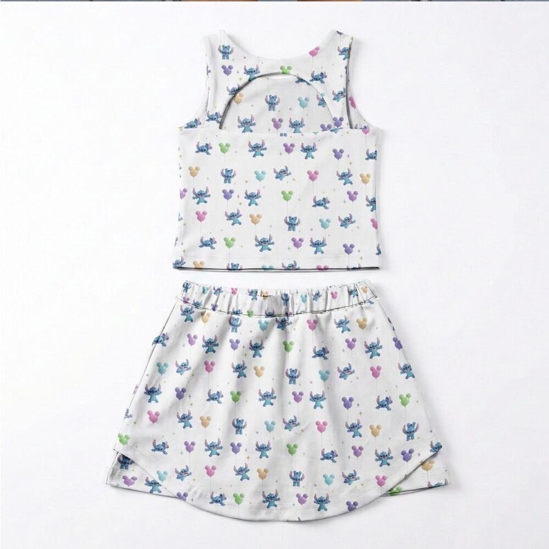 Majestic Stitch Bubble Gum Balloon Team Activewear Set, Skort Outfit, RunDisney 2026 Disney Cruise Hawaii Vacation Birthday Gift Idea Set image 6
