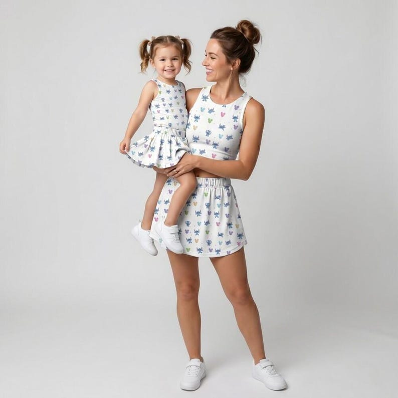 Majestic Stitch Bubble Gum Balloon Team Activewear Set, Skort Outfit, RunDisney 2026 Disney Cruise Hawaii Vacation Birthday Gift Idea Set image 1