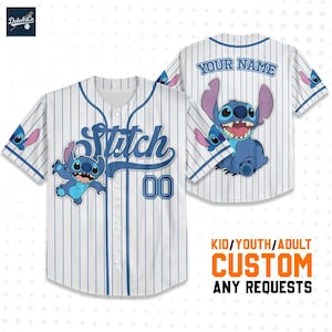 Koszulka baseballowa Disney Lilo i Stich Stitch, prezent dla dzieci, prezent urodzinowy Disney, prezent dla fanów baseballu