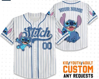 Custom Disney Lilo and Stitch Stitch Baseball Jersey, Gift for Kids, Disney Birthday Gift, Gift For Baseball Fans