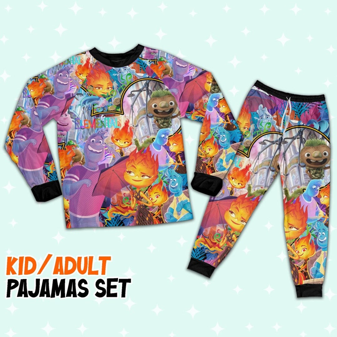 Disney Pixar Elemental Ember and Wade Umbrella Tropical Summer Pajamas ...