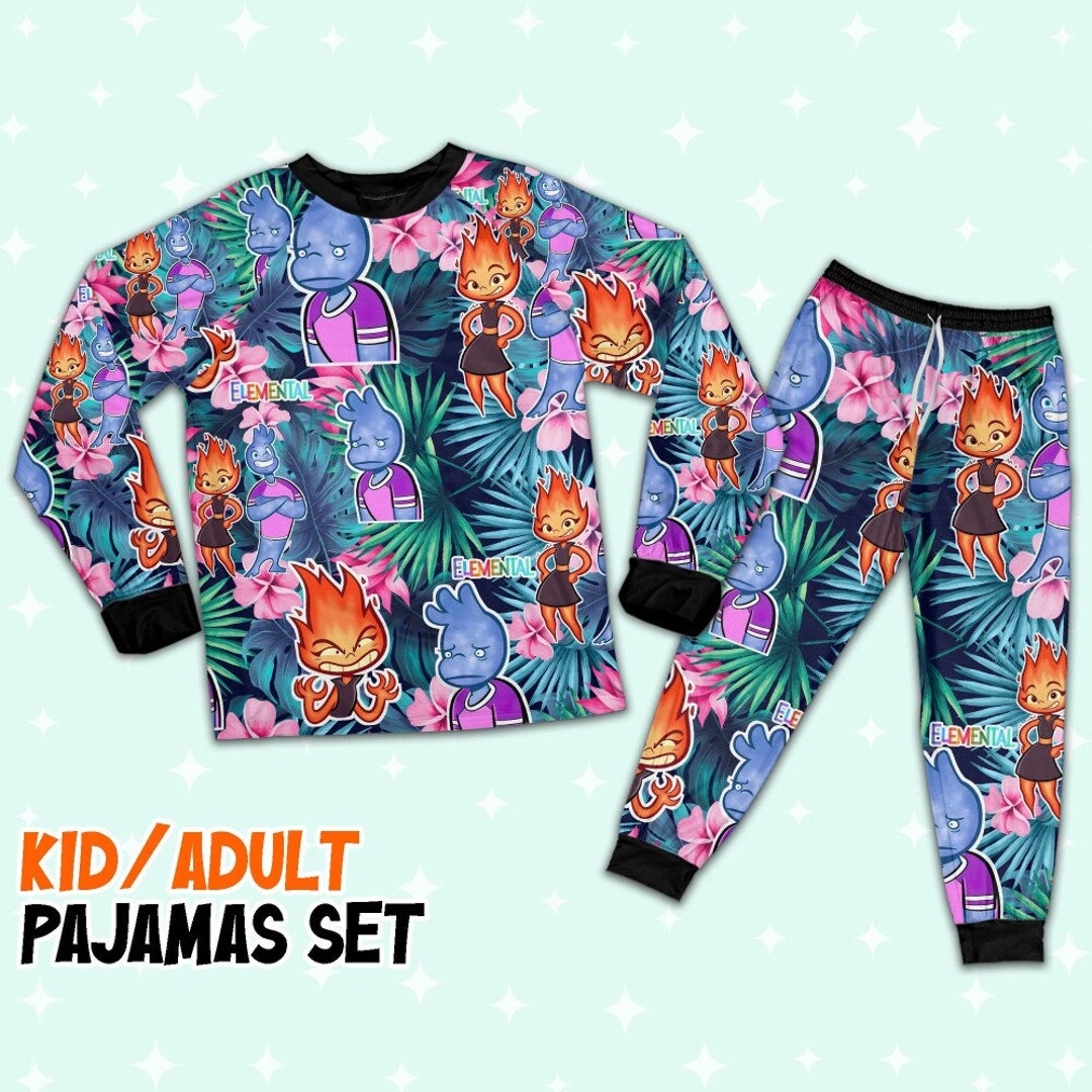 Disney Pixar Elemental Wade and Ember Emotion Tropical Summer Pajamas ...