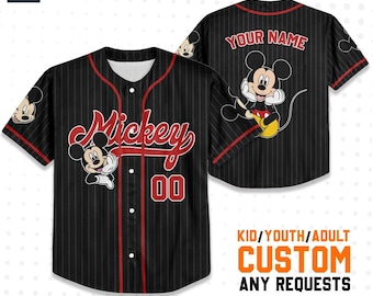 Personalisieren Sie Disney Vintage Micky Maus Black Smile, Custom Kid Jugend Erwachsenen Baseball, Custom Disney Geburtstagsgeschenk