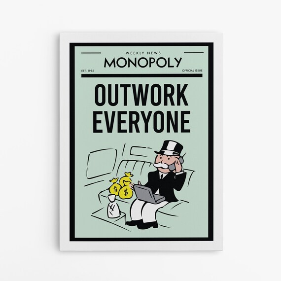 Monopoly Motivational Weekly News Outwork Everyone Canvas Etsy