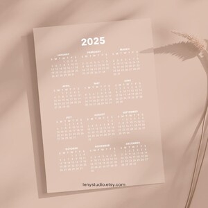 2025 Calendar Printable Portrait Minimalist Calendar Vertical Yearly