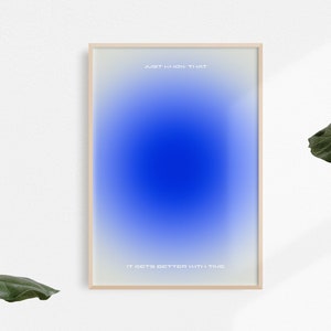 Blue Aura Print, Glowing Radiant Art, Positive Wandkunst, Fred Wieder Songtexte Bild 1