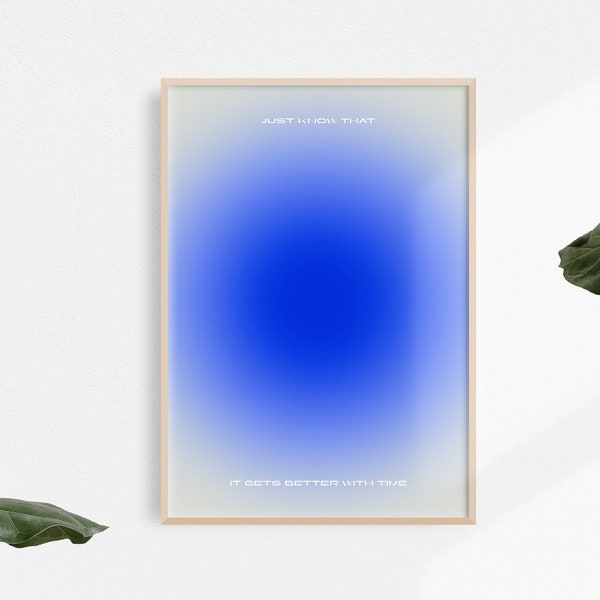 Blue Aura Print, Glowing Radiant Art, Positive Wandkunst, Fred Wieder Songtexte