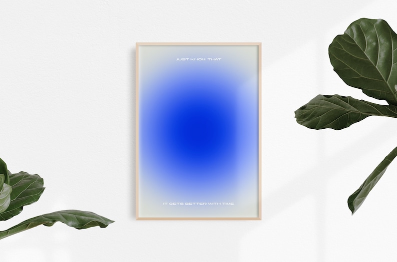 Blue Aura Print, Glowing Radiant Art, Positive Wandkunst, Fred Wieder Songtexte Bild 1