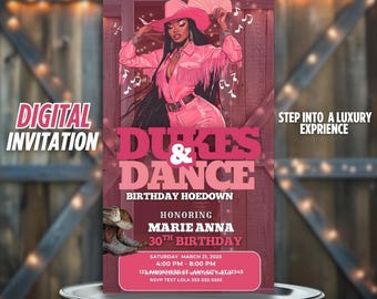 Western Birthday Party Invitation, Cowgirl Evite, Rodeo Theme Flyer, Hoedown Canva Template, Editable Digital Invite, Dukes and Boots Design