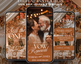 Vow Renewal Invitation: Elegant Anniversary Template (Digital Download)