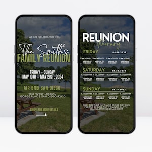 Digital family reunion trip itinerary, family reunion invitaiton, family party invitation, family trip itinerary, family reunion invite