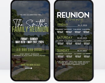 Digital Family Reunion Trip Itinerary & Invitation, Editable Family Party Invite, Family Vacation Itinerary Template, Instant Download