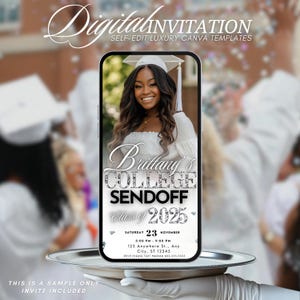 Graduation College Send off Invitation, White Trunk Party Invite High School Graduation, Send-Off, Digital Girls Photo Farewell Template