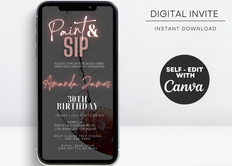 Paint and Sip digital invite