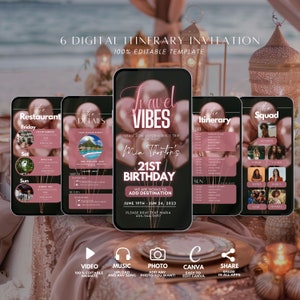 Girls Trip itinerary, itinerary template,  travel itineray, Birthday Weekend Invitation, Weekend Itinerary, Digital Schedule