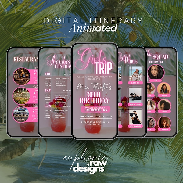 Girls Trip Itinerary Template - Etsy
