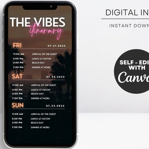 Digital Travel Itinerary, Itinerary Template, Travel Itineray, Birthday ...