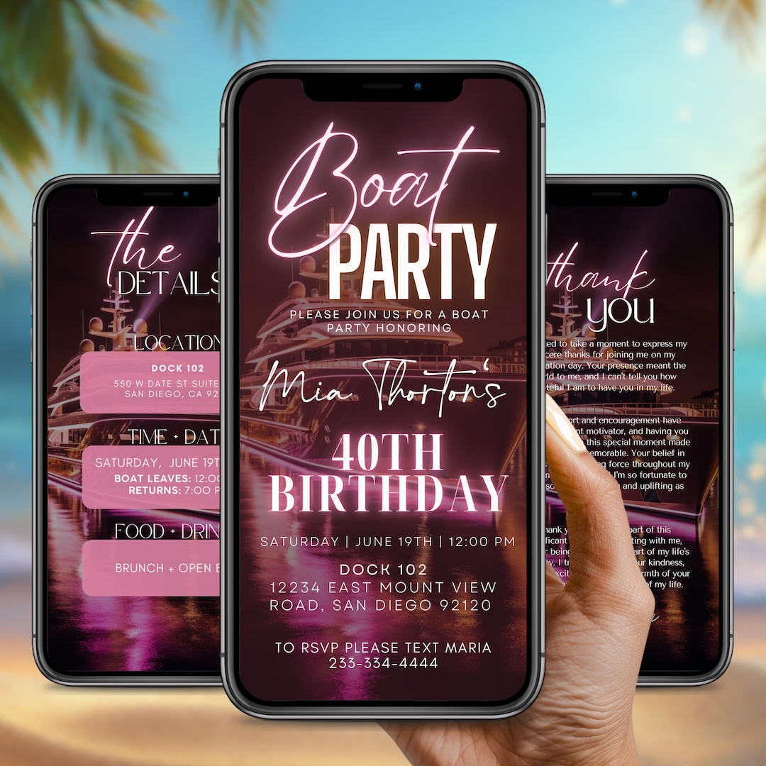 Yacht Party Invitation, Boat Party Invitation, Cruise Itinerary, Yacht ...