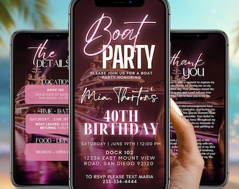 Yacht Party Invitation, Boat Party Invitation, Cruise Itinerary, Yacht Invite,  Boat Invitation, Summer Boat Party Birthday Invitation