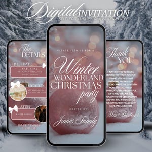 Christmas Party Invitation, Winter Wonderland Christmas Party Invite, Holiday Cocktail Party Dinner Template, Instant Download