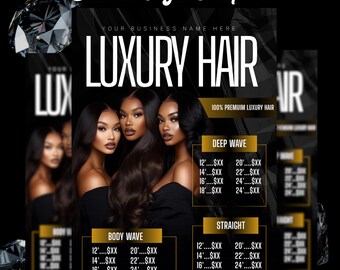 Editable Hair Price List Template: Salon Pricelist, Wig Extension Guide (DIY Canva Template)