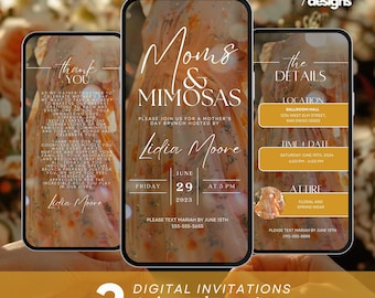 Mother’s Day Brunch Invite, Boho Floral Digital Event Itinerary, Animated Video Invitation, Mom and Mimosa's, Happy Mother’s Day Flyer,