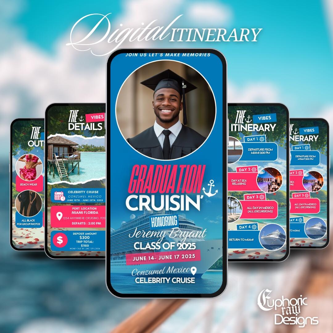 Graduation Cruise Itinerary Invitation, Class of 2025 Digital Grad ...