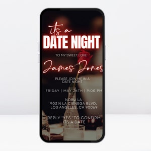 Invitation à une soirée avec rendez-vous, rendez-vous en couple, invitation à un dîner, invitation romantique, billet pour un rendez-vous galant, billet pour un rendez-vous amoureux