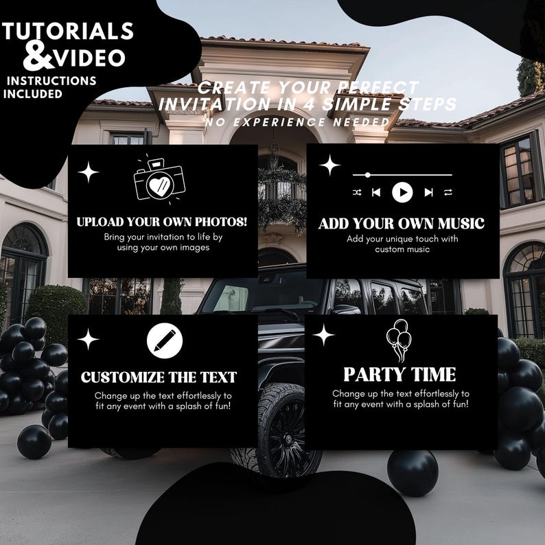 Black Gold Prom Send Off Digital Invitation, Boys Editable Flyer Template, King Prom Party Invite, Men DIY Graduation Celebration Animated image 9