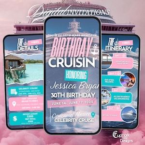 Digital Birthday Cruise Itinerary, Weekend Ship Invitation, Cruise 2025 Vacation Template, Caribbean Travel Planner, Girls Trip  Boat Party