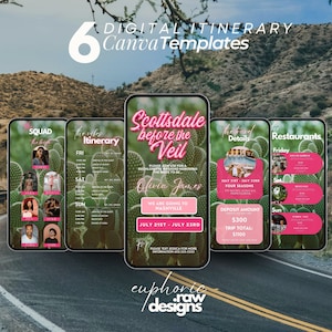 Scottsdale Bachelorette Itinerary, Arizona Weekend Getaway Invitation, Girl&#39;s Trip, Bach Party Travel Planner, Neon Pink Vacation Schedule