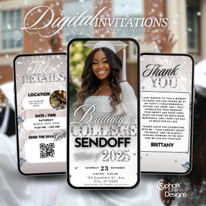 Graduation College Send off Invitation, White Trunk Party Invite High School Graduation, Send-Off, Digital Girls Photo Farewell Template