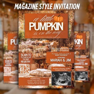 Little Pumpkin Baby Shower Invite, Fall Baby Shower Video, Animated Magazine Invitation, Digital Evite, Autumn Baby Shower Girl Boy