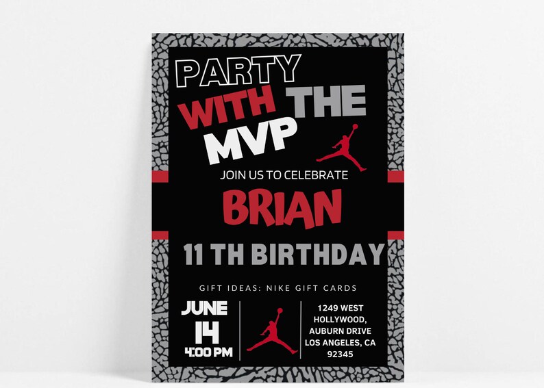 Sneaker Birthday Party Invitation Boy Birthday Jumpman Etsy