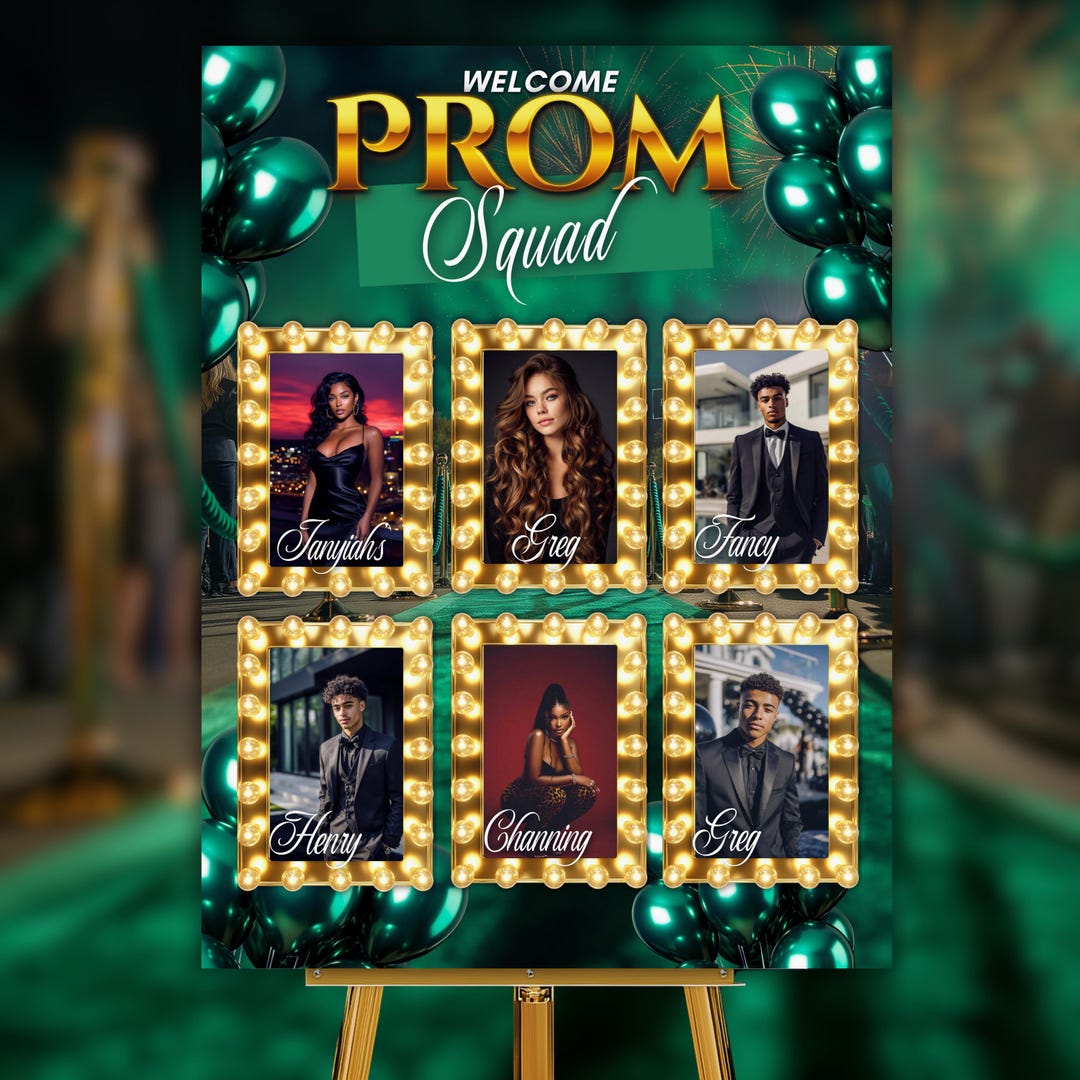 Prom Send off Poster Board Template, Prom Green Crew Squad Group Photo ...