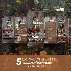 Digital Wine Tasting Birthday Party Invitation, Girl&#39;s Night in, Charcuterie, Ladies Night Evite Itinerary, Video Text, Game Night Evite