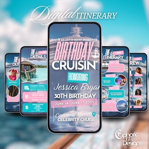 Digital Birthday Cruise Itinerary, Weekend Ship Invitation, Cruise 2025 Vacation Template, Caribbean Travel Planner, Girls Trip  Boat Party